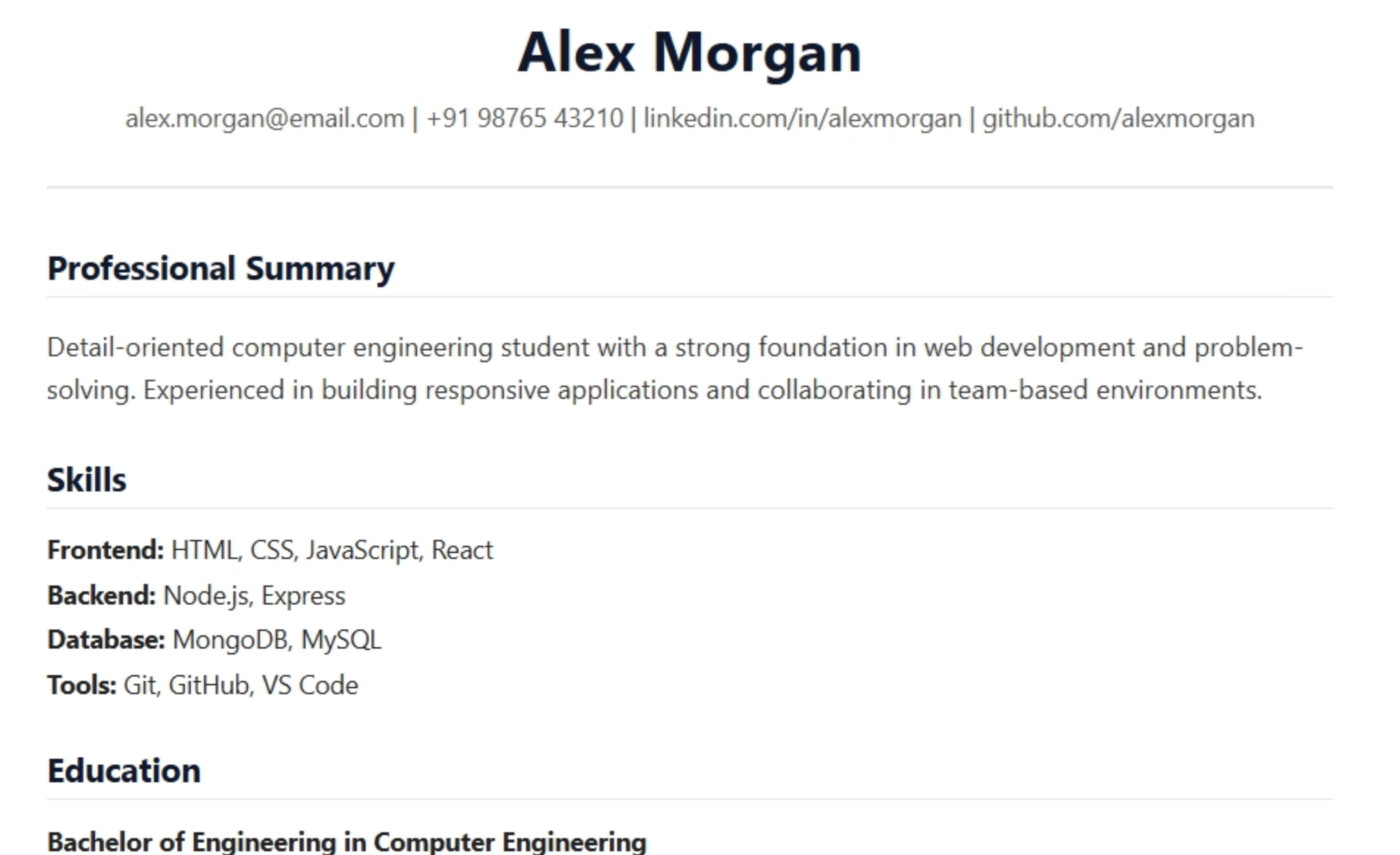 Clean Professional Resume